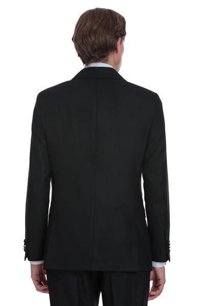 Siyah Slim Fit Çıkma Şal Yaka Damatlık - 8