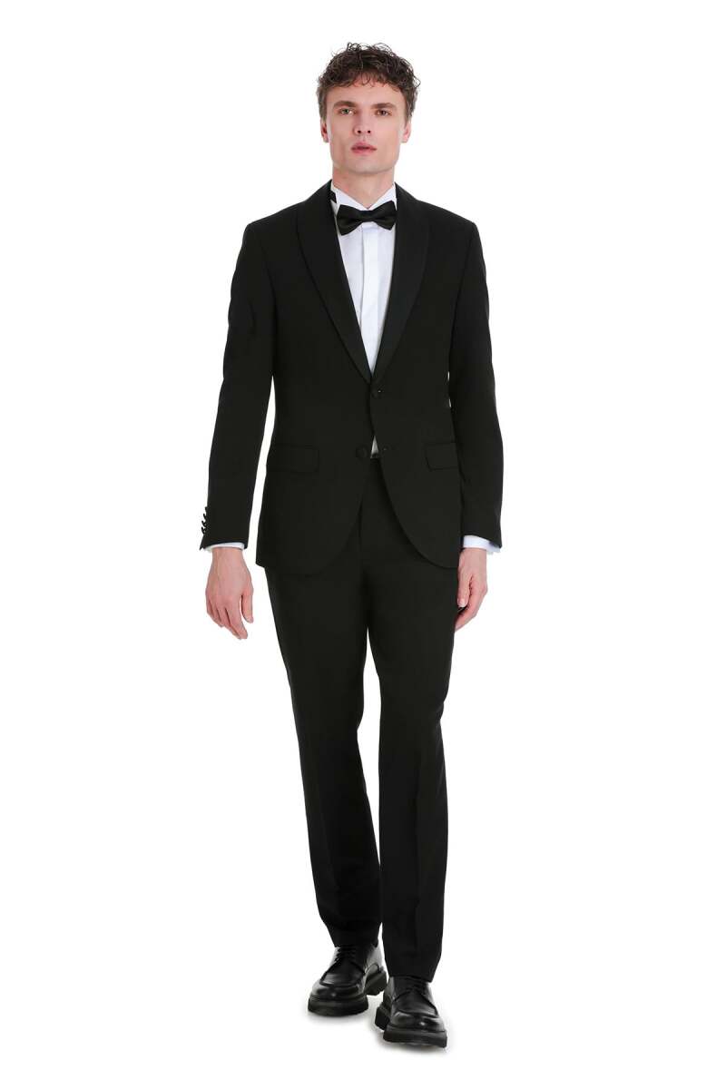 Siyah Slim Fit Çıkma Şal Yaka Klasik Damatlık - Hatemoğlu (1)