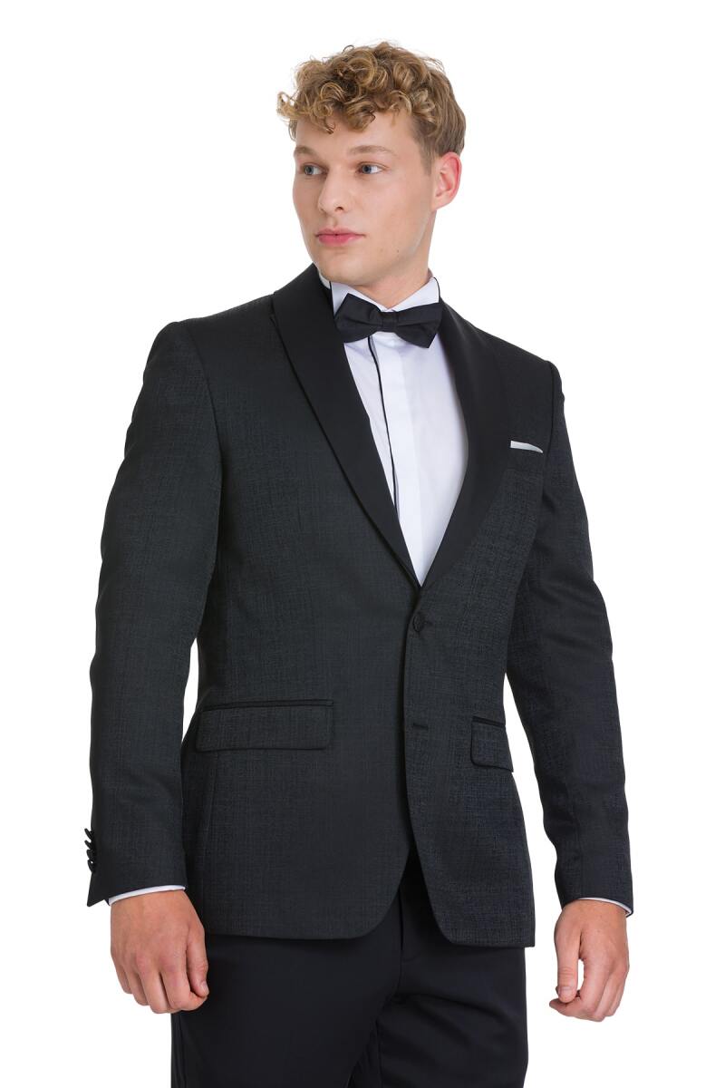 Siyah Slim Fit Çıkma Sivri Yaka Klasik Damatlık - Hatemoğlu (1)