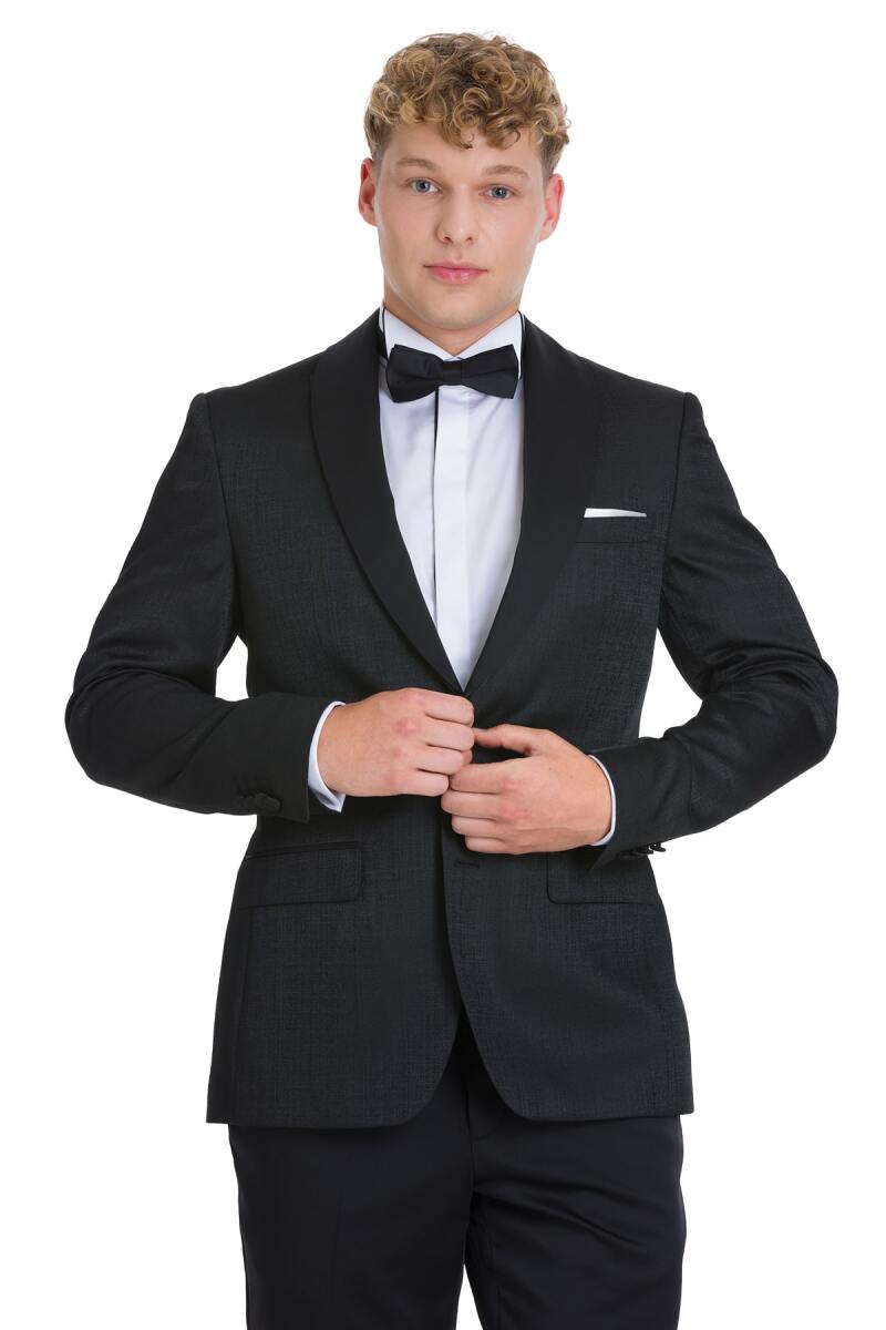 Siyah Slim Fit Çıkma Sivri Yaka Klasik Damatlık - Hatemoğlu (1)