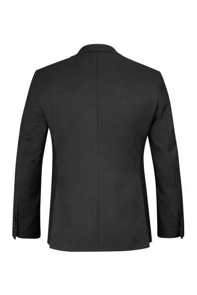 Siyah Slim Fit Çizgili Mono Yaka Takım Elbise - 3