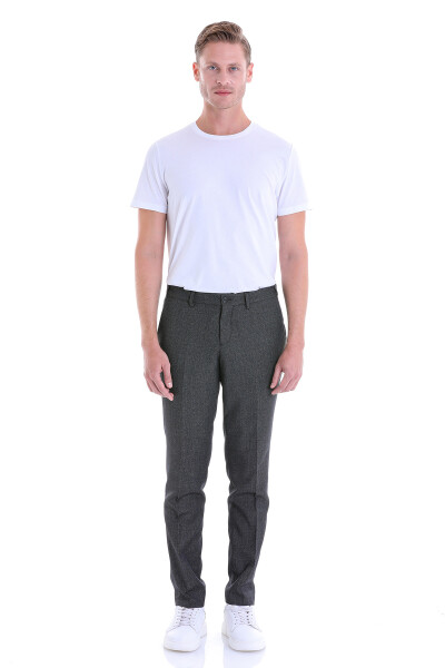 Siyah Regular Fit Desenli Yandan Cep Kumaş Pantolon - 1