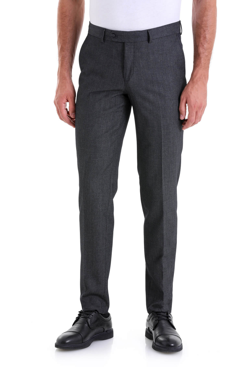 Siyah Slim Fit Desenli Pamuklu Yandan Cep Kanvas Pantolon - HTML