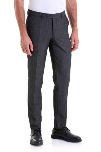 Siyah Slim Fit Desenli Pamuklu Yandan Cep Kanvas Pantolon - 2