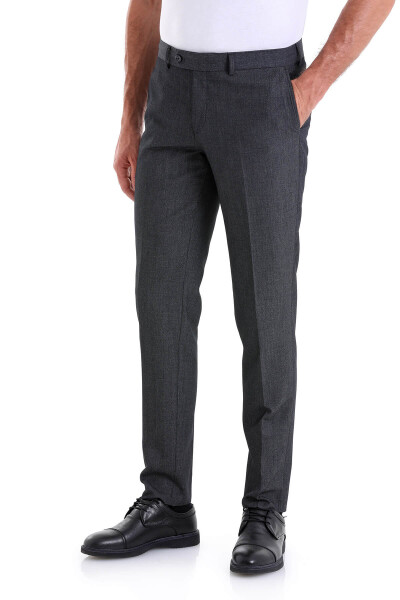 Siyah Slim Fit Desenli Pamuklu Yandan Cep Kanvas Pantolon - 3