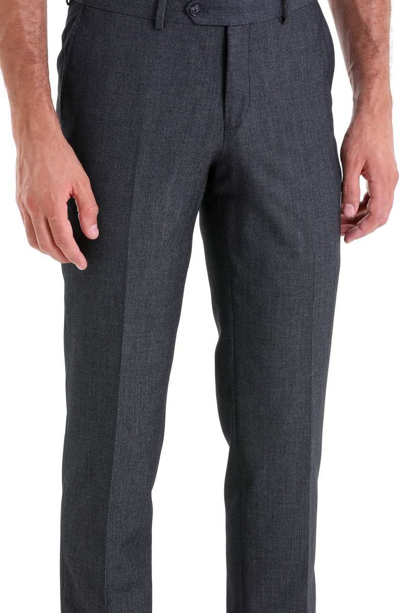 Siyah Slim Fit Desenli Pamuklu Yandan Cep Kanvas Pantolon - HTML (1)