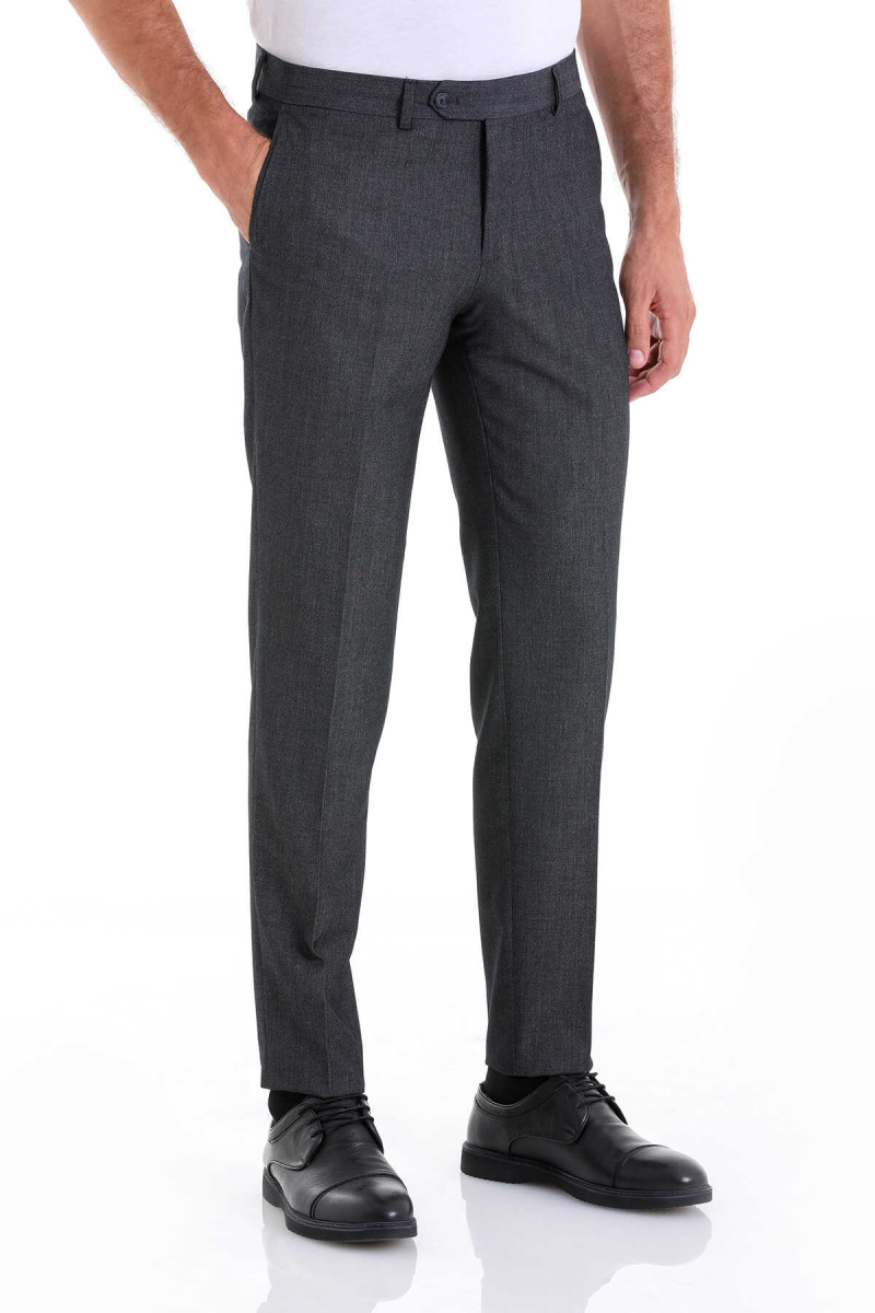 Siyah Slim Fit Desenli Yandan Cep Kumaş Pantolon - Hatemoğlu (1)