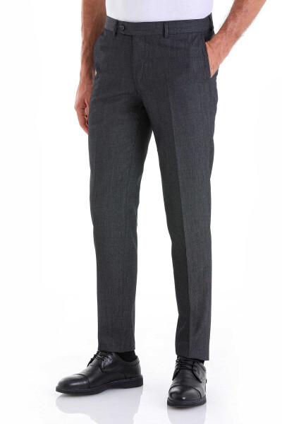 Siyah Slim Fit Desenli Yandan Cep Kumaş Pantolon - 5