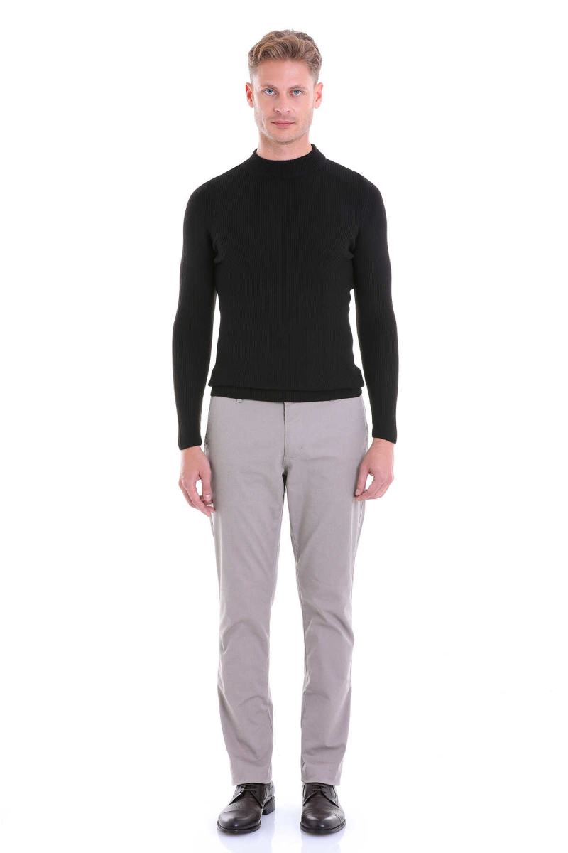 Siyah Slim Fit Fitilli Yarım Balıkçı Yaka Yünlü Kazak - Hatemoğlu (1)