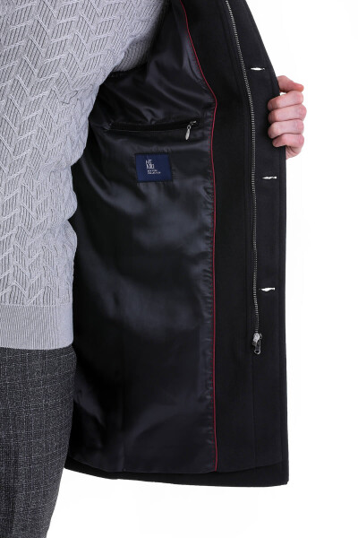Siyah Slim Fit Hakim Yaka Palto - 5