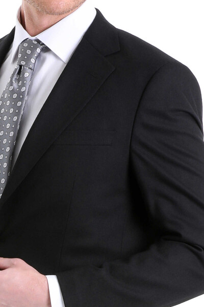 Siyah Slim Fit Mono Yaka Klasik Takım Elbise - 5