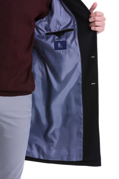 Siyah Regular Fit Mono Yaka Palto - 12