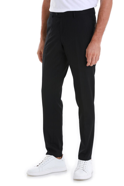 Siyah Slim Fit Yandan Cepli Kumaş Pantolon - 3