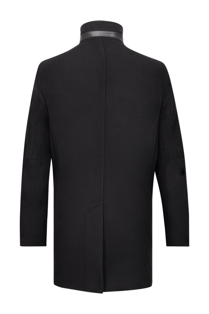 Siyah Slim Fit Hakim Yaka Yünlü Palto - Saykı (1)