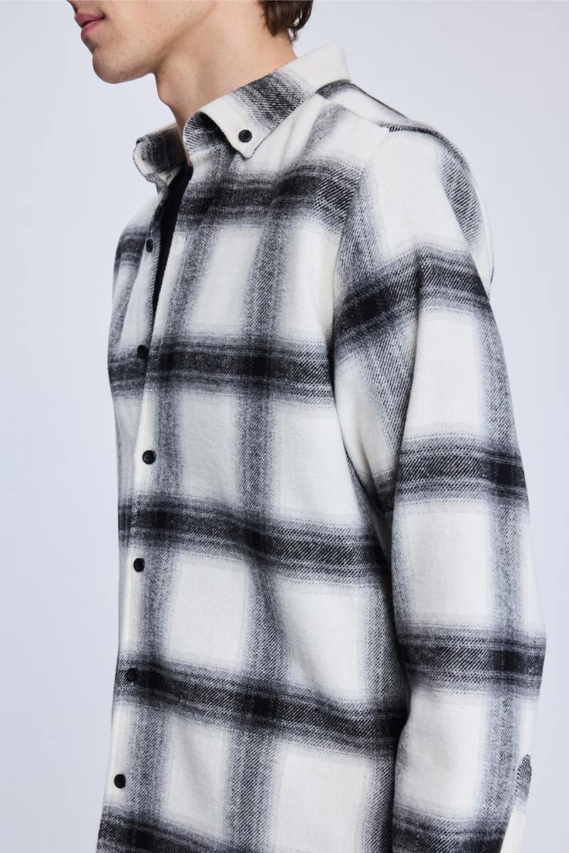 Siyah Slim Fit Kareli Düğmeli Yaka Uzun Kollu Pamuklu Gömlek - Hatemoğlu (1)