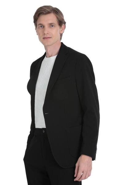 Siyah Slim Fit Mono Yaka Casual Takım Elbise - 4