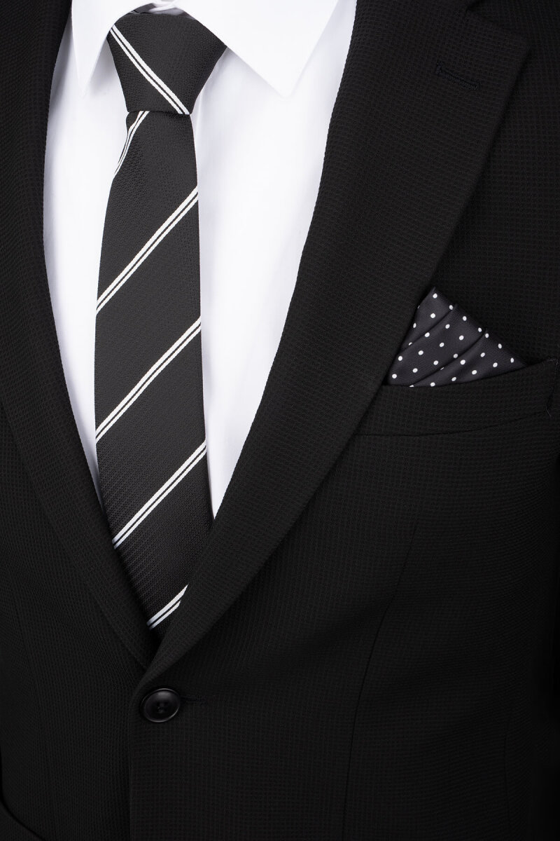 Siyah Slim Fit Mono Yaka Casual Takım Elbise - HTML (1)