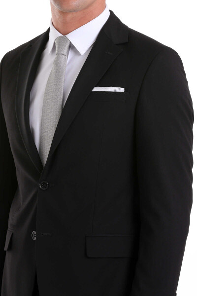 Siyah Slim Fit Mono Yaka Klasik Takım Elbise - 6