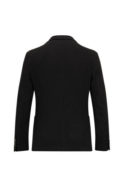 Siyah Slim Fit Mono Yaka Klasik Ceket - 2