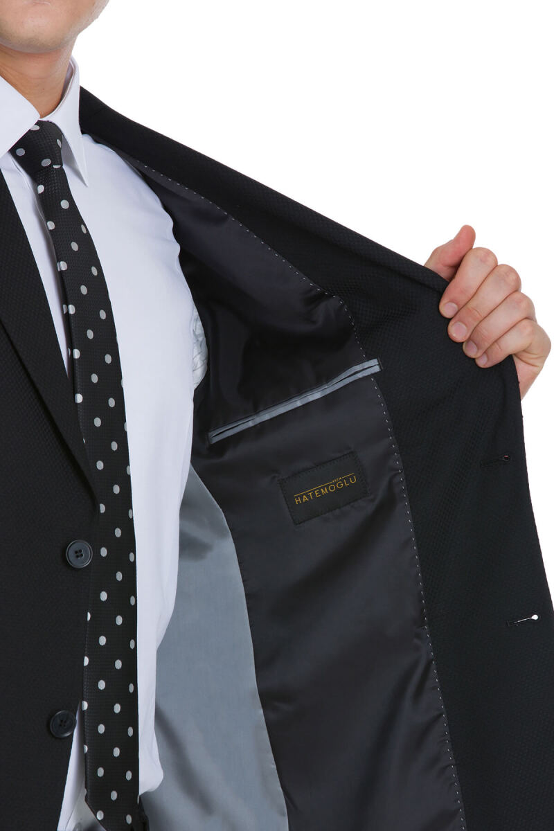 Siyah Slim Fit Mono Yaka Klasik Takım Elbise - Hatemoğlu (1)
