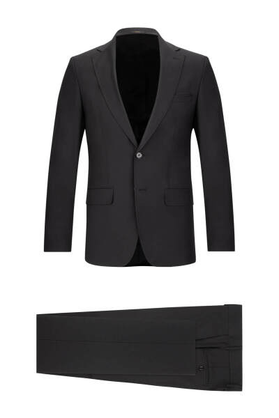 Siyah Slim Fit Mono Yaka Klasik Takım Elbise - 1