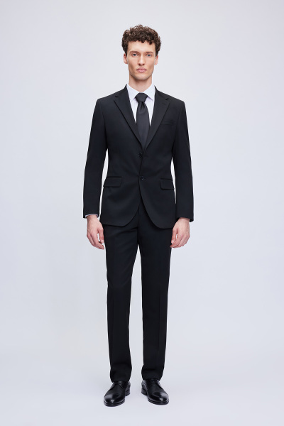 Siyah Slim Fit Mono Yaka Klasik Takım Elbise - 1
