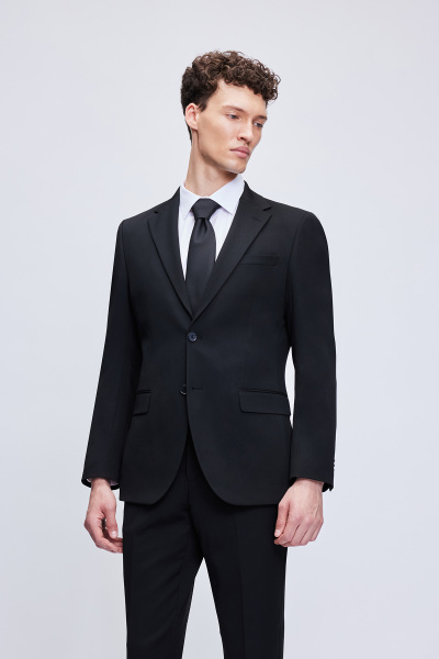 Siyah Slim Fit Mono Yaka Klasik Takım Elbise - 2