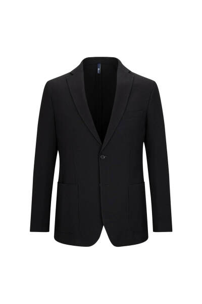 Siyah Slim Fit Mono Yaka Takım Elbise - 2