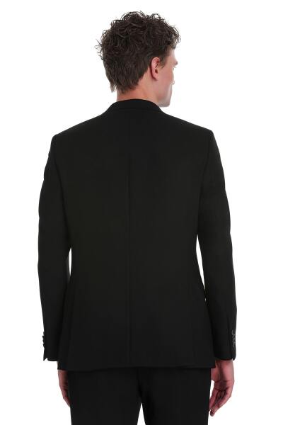 Siyah Slim Fit Sivri Yaka Klasik Takım Elbise - 5