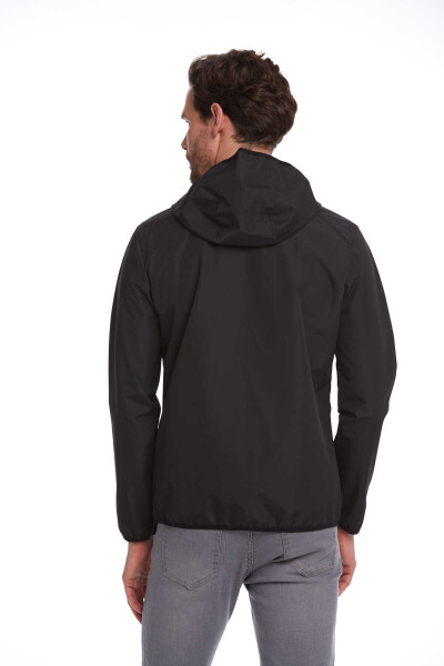 Siyah Slim Fit Kapüşonlu Mevsimlik Mont - 7