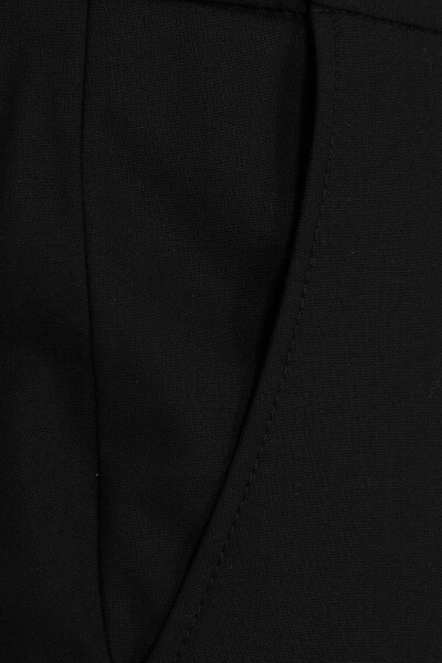 Siyah Regular Fit Yandan Cep Yünlü Kumaş Pantolon - 3