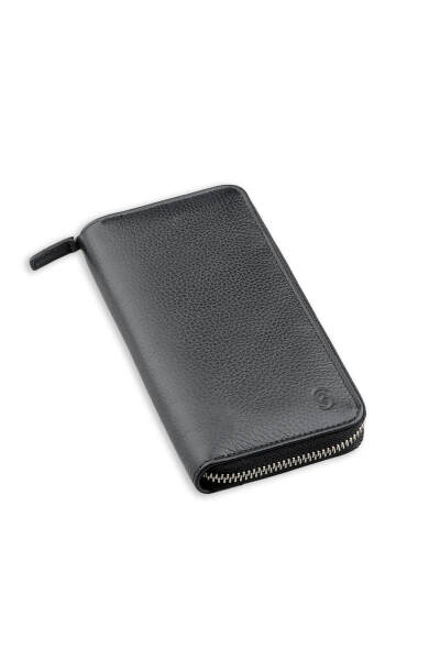 Siyah - Turuncu Floter 100% Hakiki Deri Cüzdan 