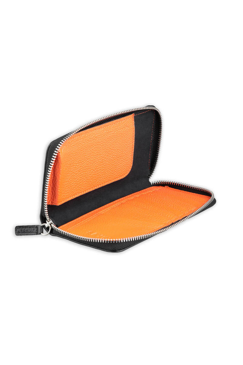 Siyah - Turuncu Floter 100% Hakiki Deri Cüzdan - Saykı (1)
