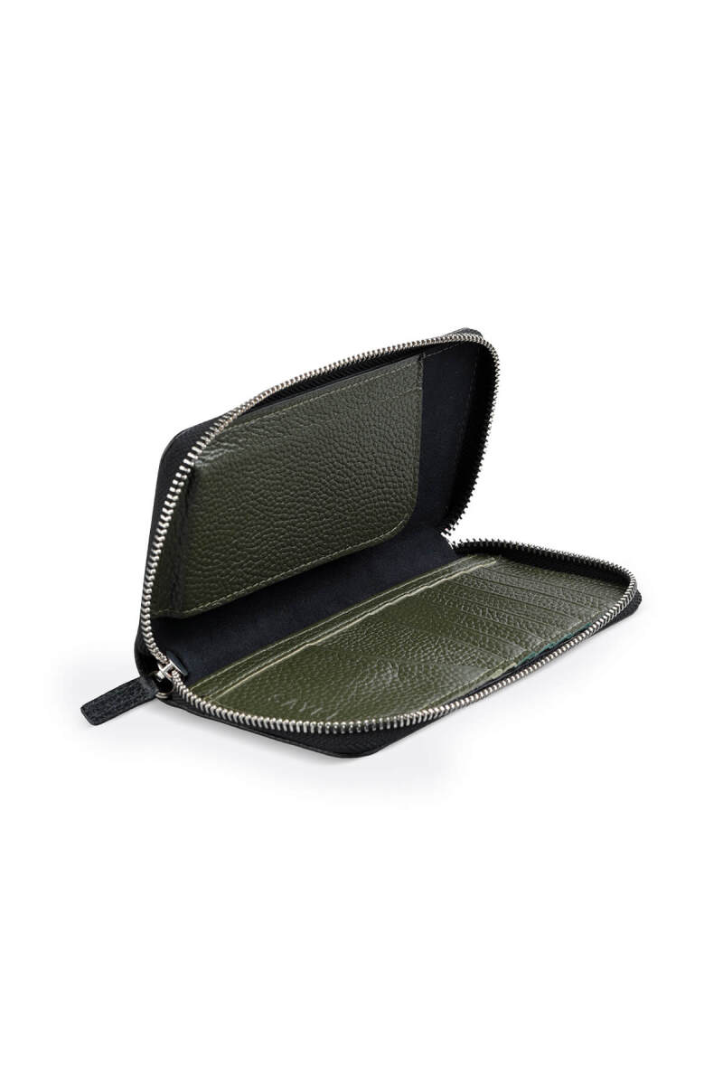 Siyah - Yeşil Floter 100% Hakiki Deri Cüzdan - Saykı (1)