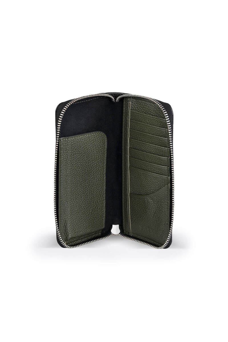 Siyah - Yeşil Floter 100% Hakiki Deri Cüzdan - Saykı (1)