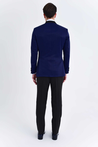 Lacivert Slim Fit Sivri Yaka Yelekli Damatlık - 4
