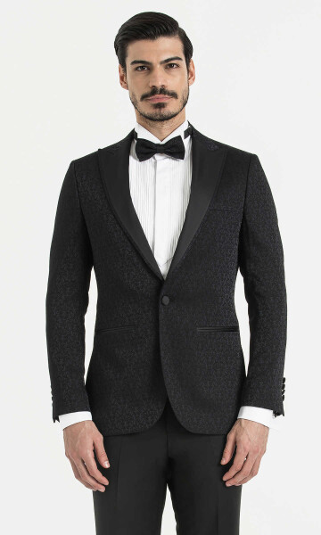 Slim Fit Lacivert Damatlık /Smokin - 3