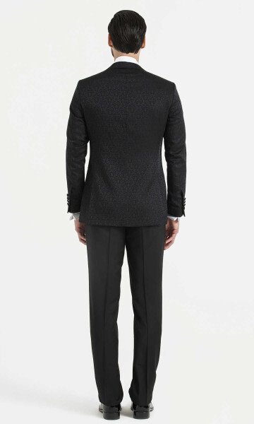 Slim Fit Lacivert Damatlık /Smokin - 4