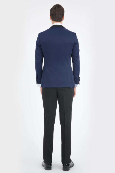Lacivert Slim Fit Sivri Yaka Yelekli Damatlık - 3