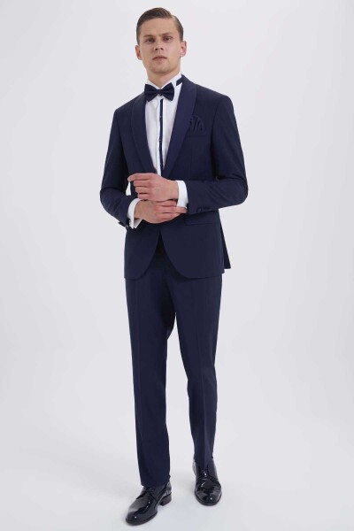 Slim Fit Lacivert Damatlık /Smokin - 1