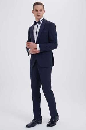 Slim Fit Lacivert Damatlık /Smokin - 5