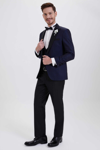 Slim Fit Lacivert Damatlık /Smokin - 2