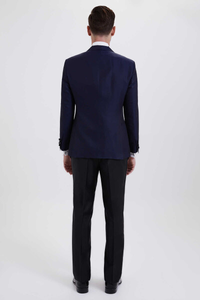 Slim Fit Lacivert Damatlık /Smokin - 4