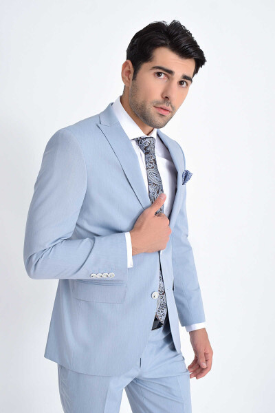 Açık Mavi Slim Fit Takım Elbise - 3