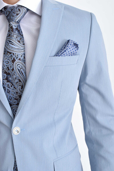 Açık Mavi Slim Fit Takım Elbise - 5