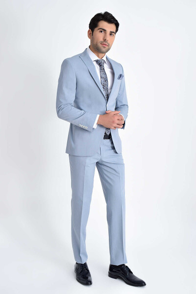Açık Mavi Slim Fit Takım Elbise - 1