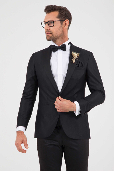 Slim Fit Siyah Damatlık /Smokin - 4