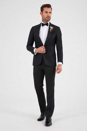 Slim Fit Siyah Damatlık /Smokin - 6