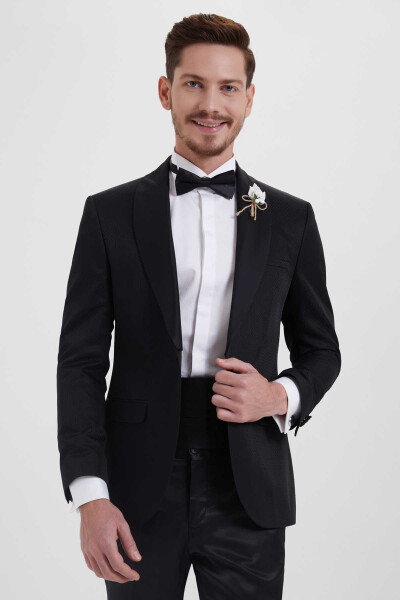 Slim Fit Siyah Damatlık /Smokin - 3