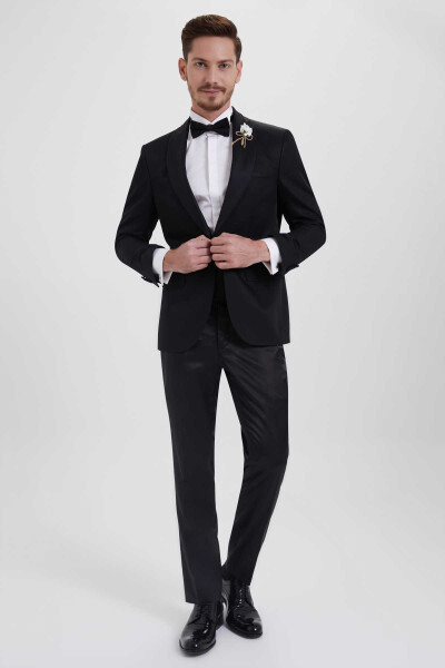 Slim Fit Siyah Damatlık /Smokin - 1